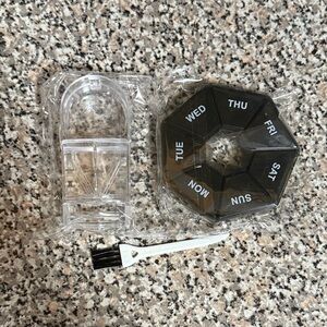 NWT Pill Organizer + Pill Cutter + Brush Bundle